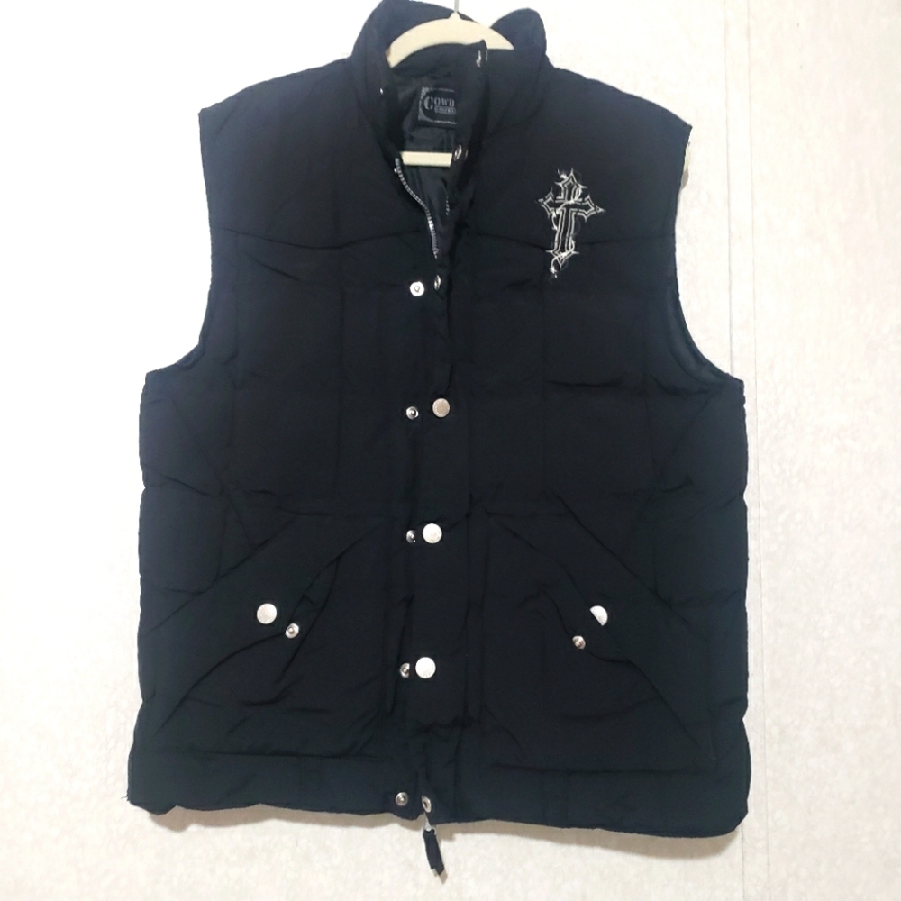 COWBOY....Chrome Hearts Black Puffer Vest..size:M - Picture 1 of 12